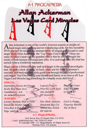 Las Vegas Card Miracles by Allan Ackerman - DVD