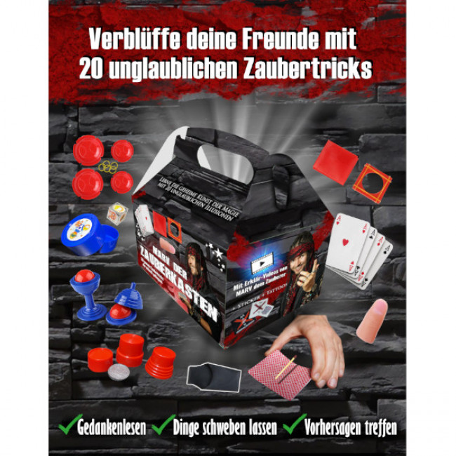 Zaubertrick Set - Marv der Zauberkasten - 20 Zaubertricks ab 6 Jahren - Zauberset